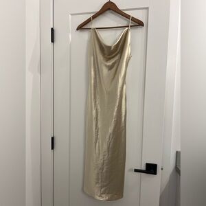 XS Birdy Grey Champagne Satin Dress